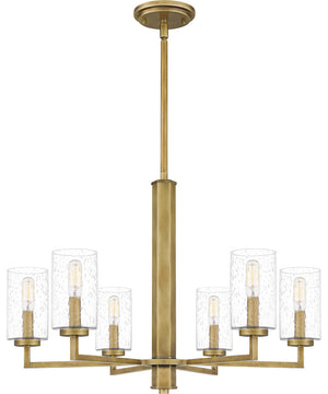 Sunburst 6-light Chandelier Weathered Brass