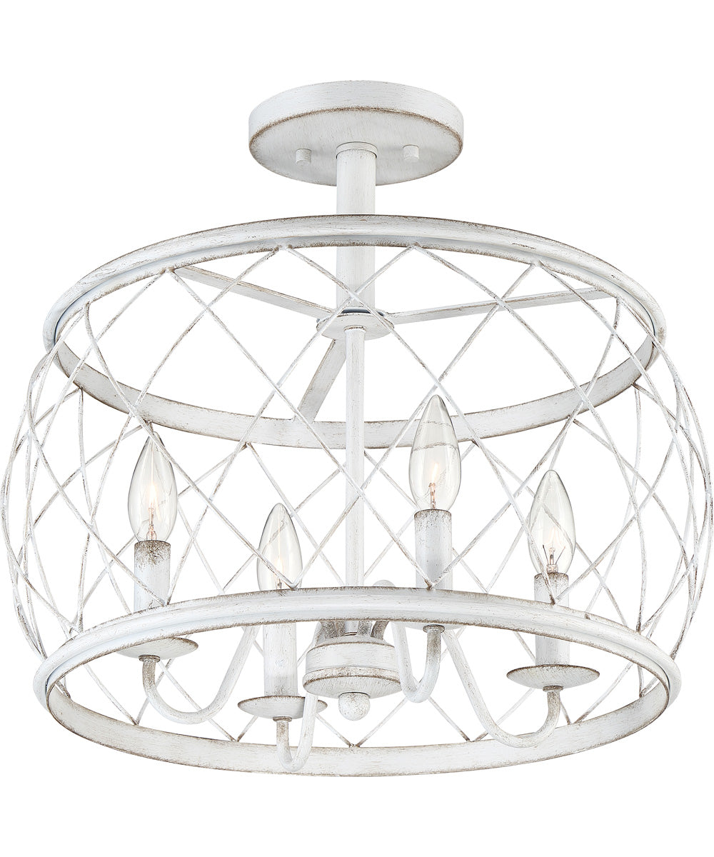 Dury Medium 4-light Semi Flush Mount Antique White