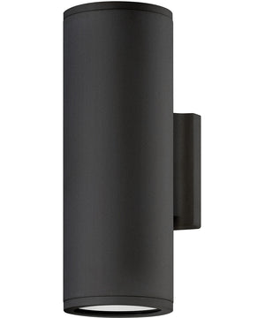 Silo 2-Light LED Small Up/Down Light Outdoor Wall Mount Lantern in Black