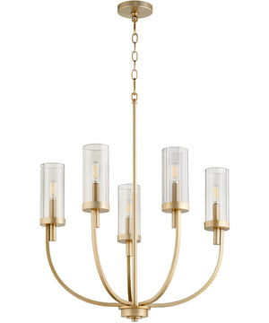 Ladin 5-light Chandelier Aged Brass w/ Smoke Glass