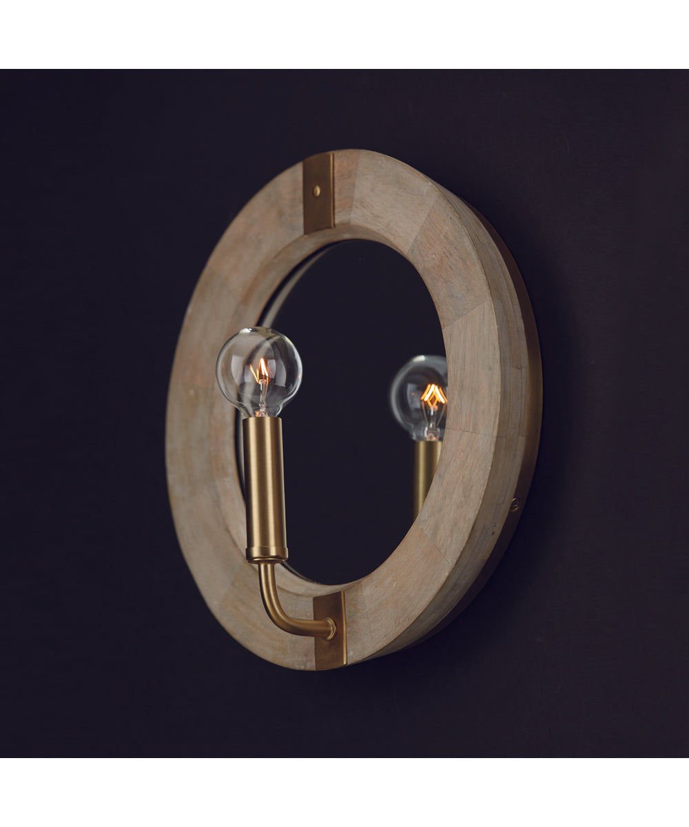 Finn 1-Light Sconce White Wash and Matte Brass