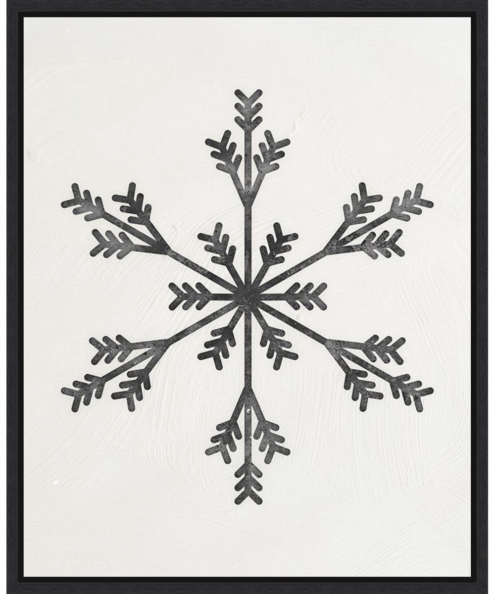 Framed Modern Snowflake II by Nina Blue Canvas Wall Art Print (23  W x 28  H), Sylvie Black Frame