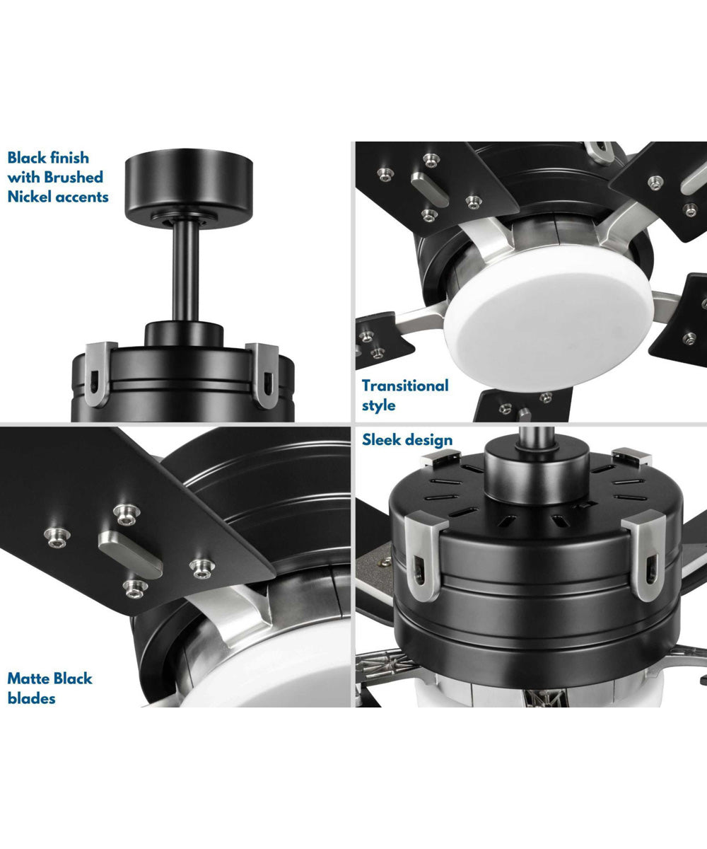 Glenfalls 5-Blade Reversible Matte 56-Inch LED Transitional Ceiling Fan Black