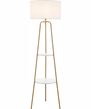 Patterson 1-Light Floor Lamp With Shelves Gold/White Fabric Shade