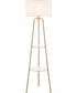 Patterson 1-Light Floor Lamp With Shelves Gold/White Fabric Shade