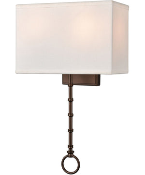 Shannon 2-Light Sconce Oil Rubbed Bronze/White Fabric Shade