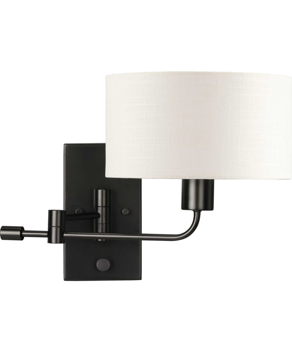 Carrick  1-Light Summer Linen Shade Transitional Wall Light Matte Black