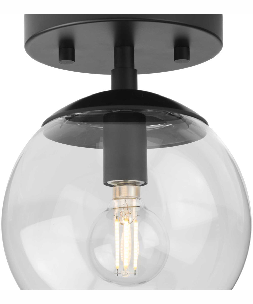 Atwell 1-Light Mid-Century Modern Semi-Flush Mount Matte Black