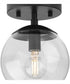 Atwell 1-Light Mid-Century Modern Semi-Flush Mount Matte Black