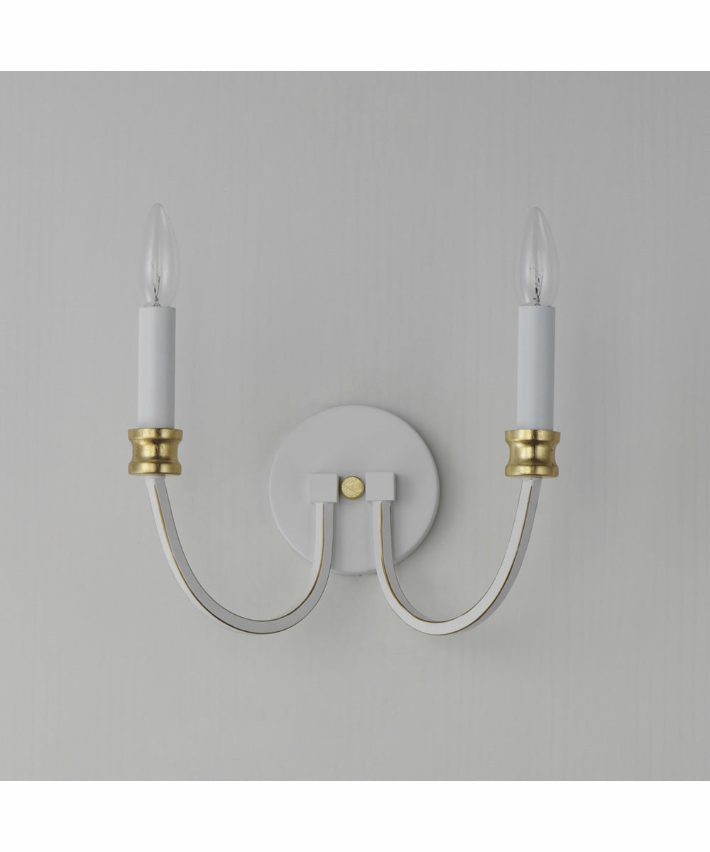 Charlton 2-Light Wall Sconce Weathered White/Gold Leaf