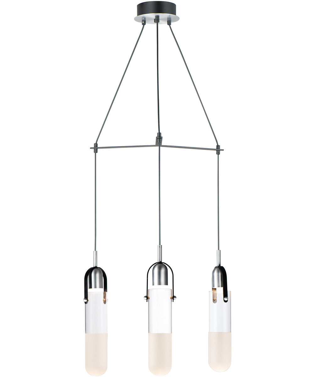 19"W Capsule LED 3-Light Mini Pendant Black / Brushed Aluminum