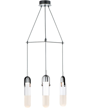 19"W Capsule LED 3-Light Mini Pendant Black / Brushed Aluminum
