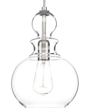 Staunton 1-Light Clear Glass Global Pendant Light Brushed Nickel