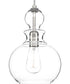 Staunton 1-Light Clear Glass Global Pendant Light Brushed Nickel