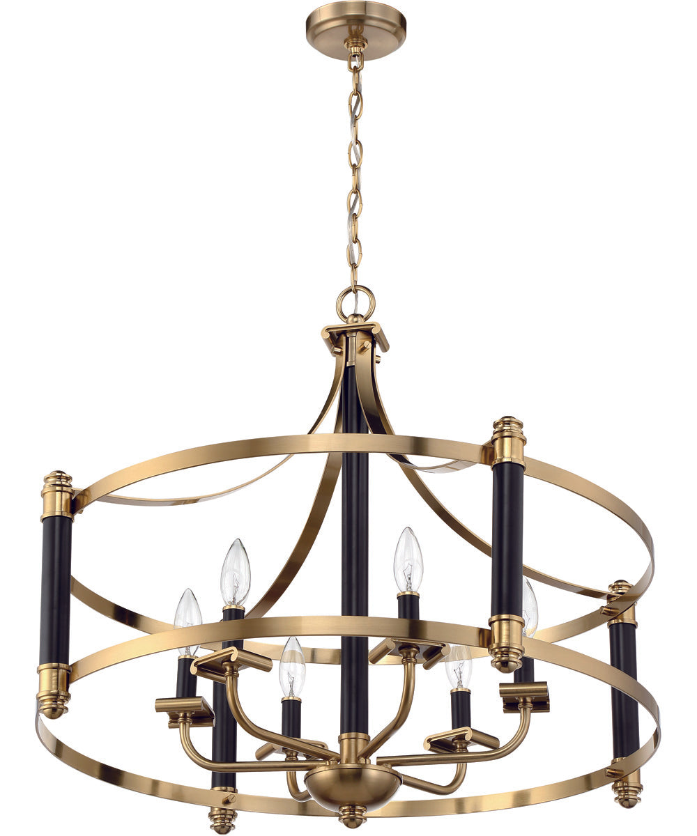 Stanza 6-Light Pendant Flat Black/Satin Brass