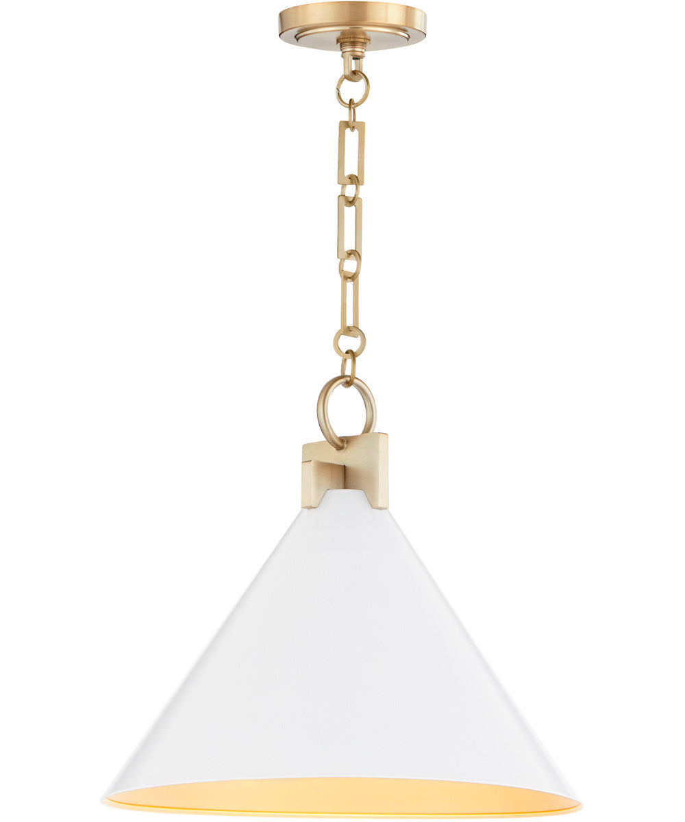 1-light Pendant Studio White w/ Aged Brass