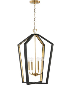 Maren 4-Light Pendant Flat Black and Matte Brass