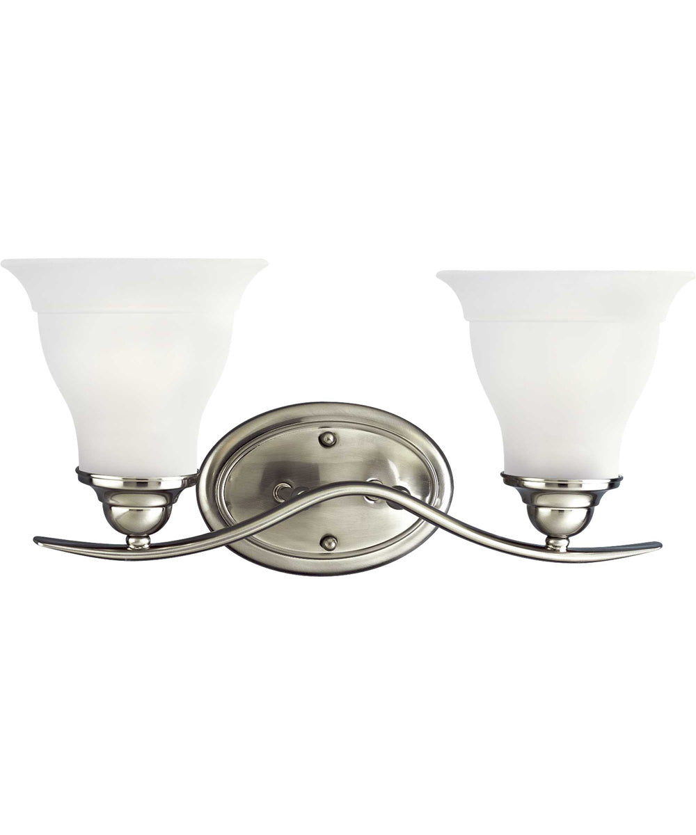 Trinity 2-Light Etched Glass Traditional Bath Vanity Light Brushed Nickel