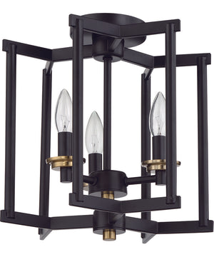 Avante Grand 3-Light Convertible Semi Flush Flat Black/Satin Brass