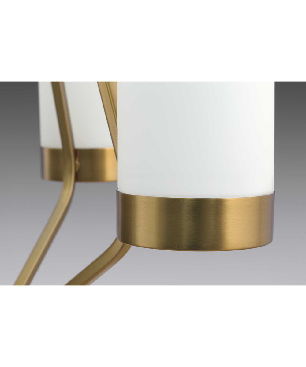 Elevate 3-Light Etched White Glass Mid-Century Modern Chandelier Light Brushed Bronze