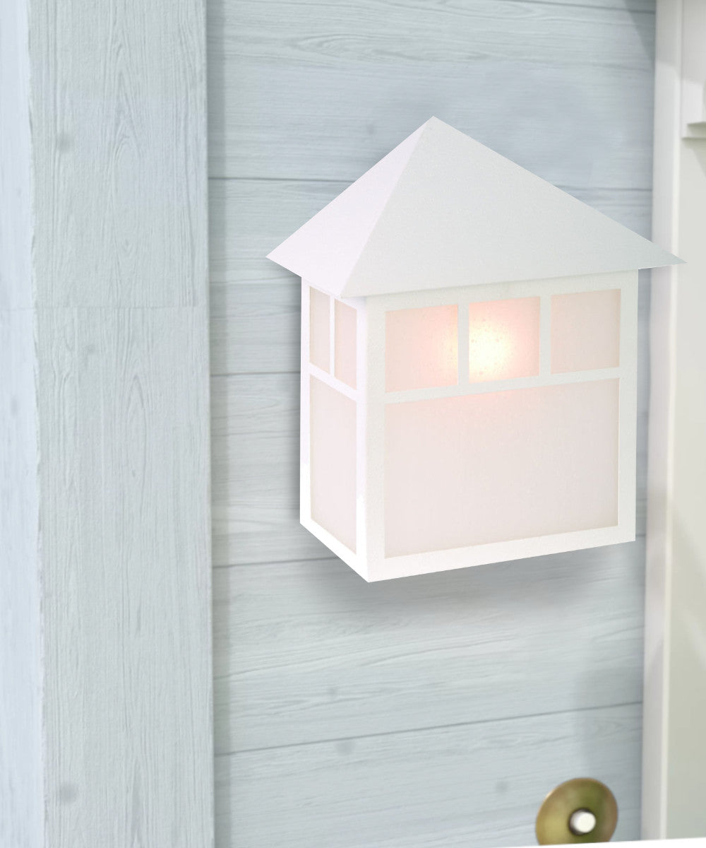11"H Artisan 1-Light LED Textured White Pocket Outdoor Wall Light