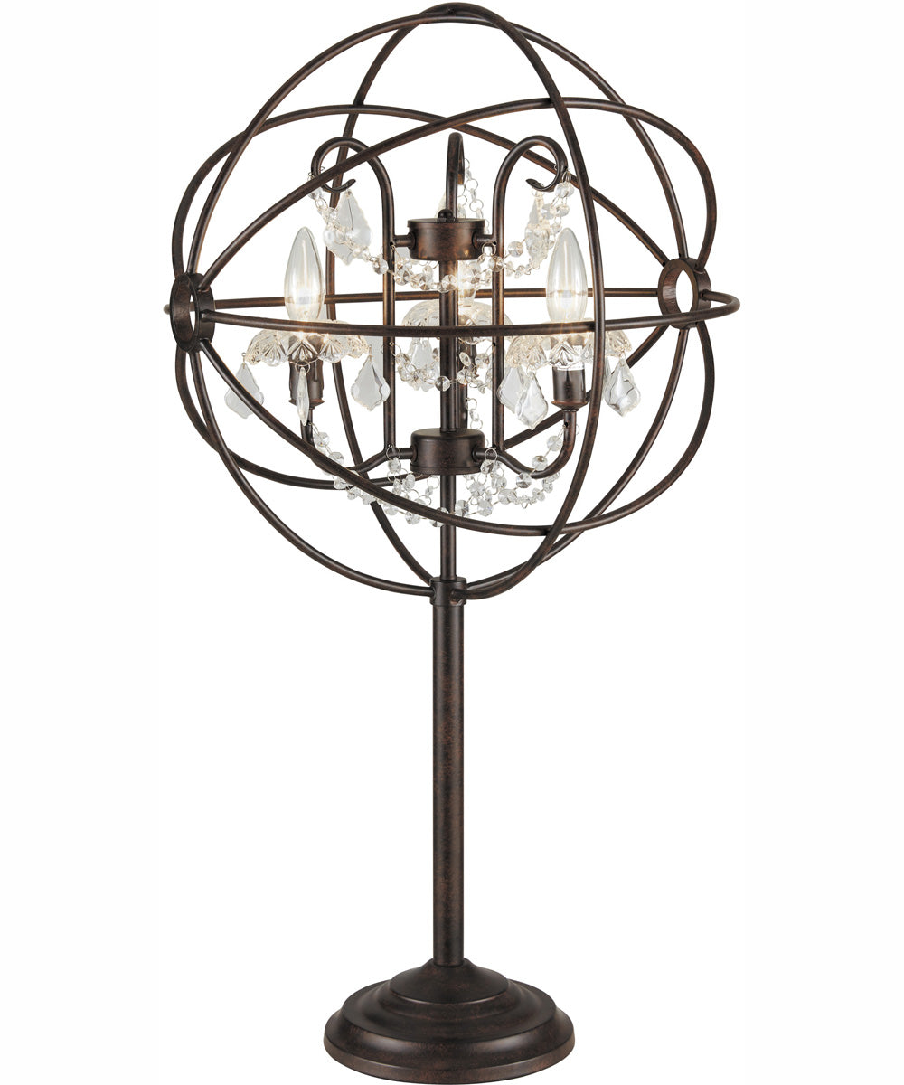 Winona 3-Light Table Lamp Ant./Brz/Metal Shade/Crystal Decorations