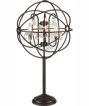 Winona 3-Light Table Lamp Ant./Brz/Metal Shade/Crystal Decorations
