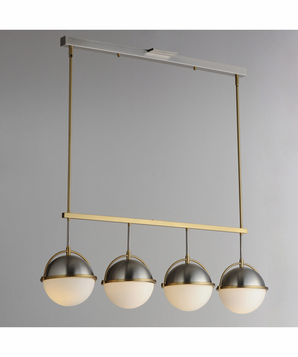 Duke 4-Light Linear Pendant Satin Nickel / Satin Brass