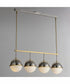 Duke 4-Light Linear Pendant Satin Nickel / Satin Brass