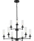 Kellwyn 9-Light Clear Glass Transitional Style Chandelier Light Matte Black