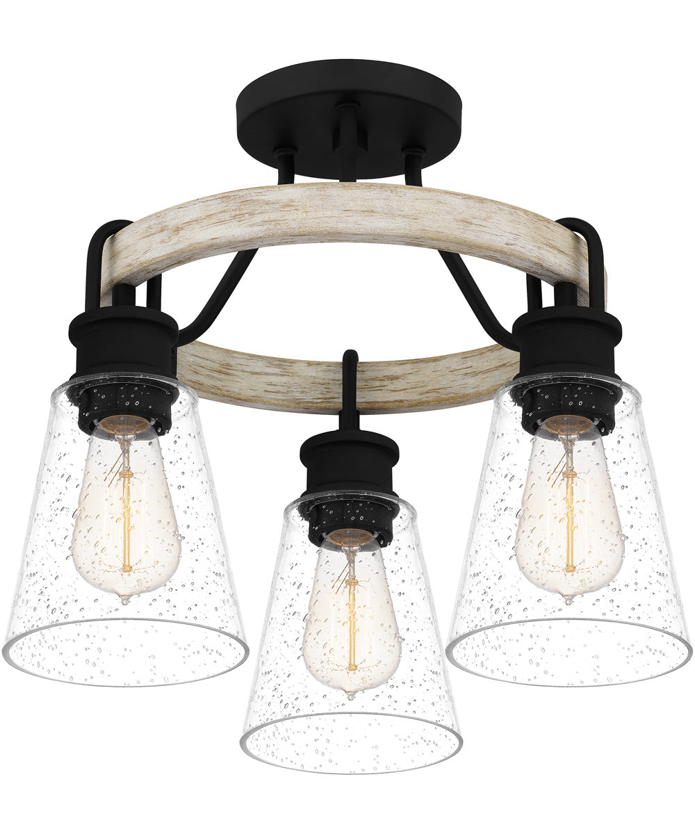 Kingsbridge 3-light Semi Flush Mount Earth Black