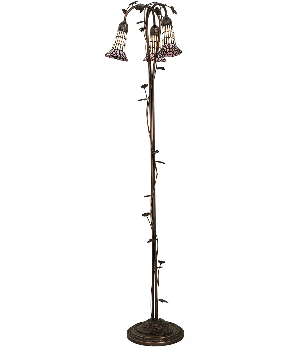 58" High Stained Glass Pond Lily 3 Light Floor Lamp