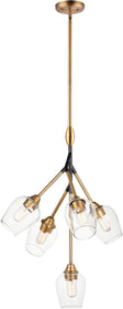 24"W Savvy 5-Light Pendant Antique Brass / Black