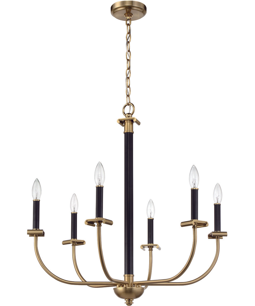 Stanza 6-Light Chandelier Flat Black/Satin Brass
