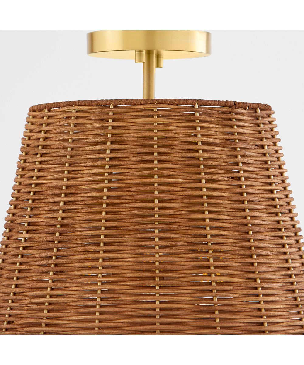 3-light Semi-Flush Mount Aged Brass