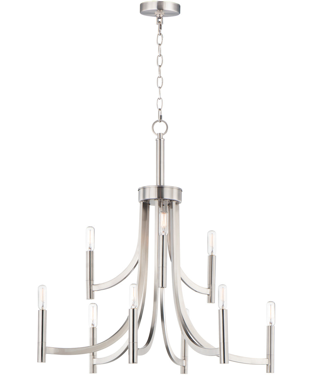 32"W Lyndon 9-Light Chandelier Satin Nickel