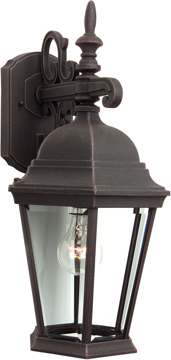 18"H Straight Glass 1-Light Outdoor Wall Rust