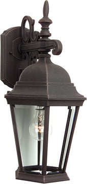 18"H Straight Glass 1-Light Outdoor Wall Rust