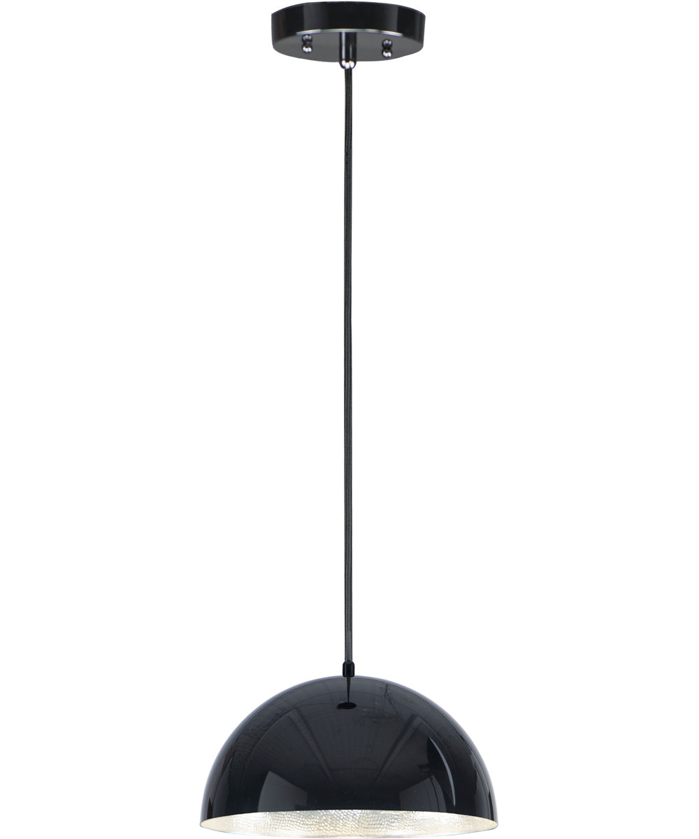14"W Hemisphere LED 1-Light Pendant Gloss Black / Aluminum