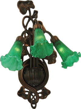 11"W Green Pond Lily 3 Light Wall Sconce