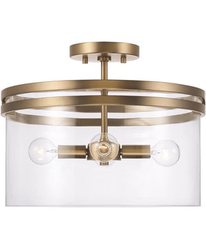 Fuller 4-Light Semi-Flush Aged Brass