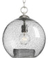 Malbec 1-Light Clear Textured Glass Global Pendant Light Brushed Nickel