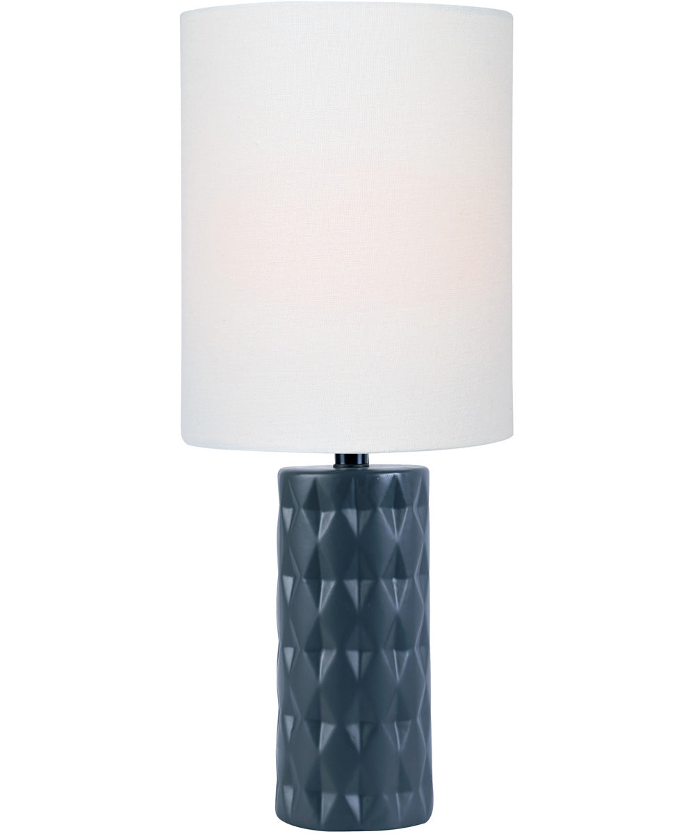Delta 1-Light Mini Table Lamp Navy Black Ceramichrome/ White Linen Shade