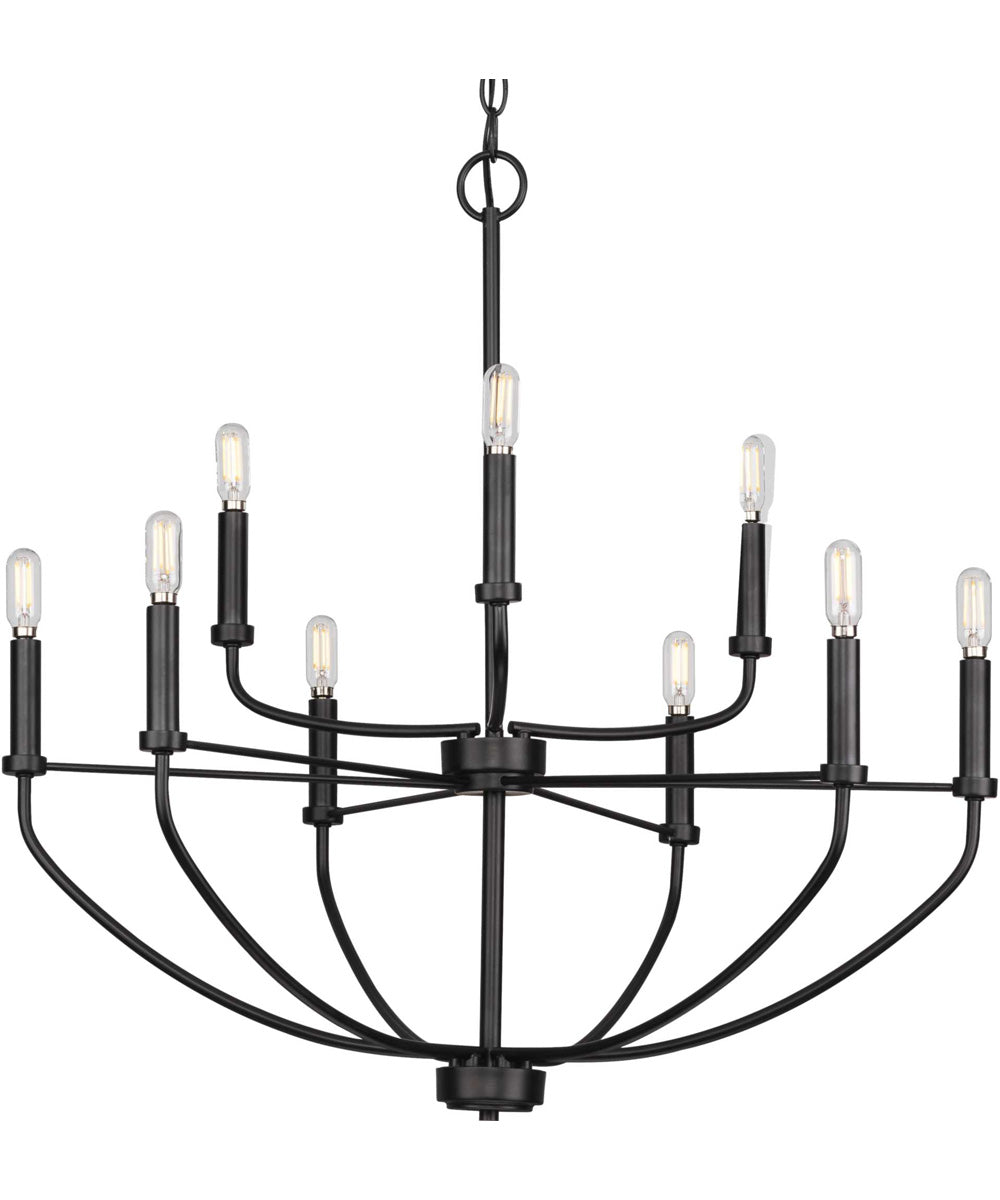 Leyden 9-Light Farmhouse Style Chandelier Light Matte Black
