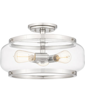 Tapley 3-light Semi Flush Mount Polished Nickel