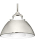 Carbon 1-Light Etched White Glass Mid-Century Modern Pendant Light Polished Nickel