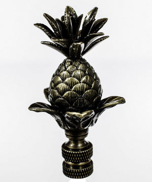 Blooming Pineapple Lamp Finial Antique Brass Metal 3"h