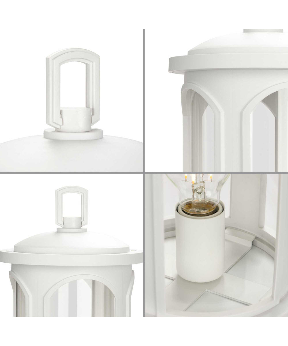 Gables 1-Light Coastal Clear Glass Outdoor Post Light Satin White