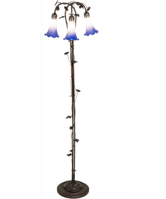 58" High Blue/White Pond Lily 3 Light Floor Lamp