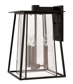 18"H Walker 3-Light Large Outdoor Wall Light in Black